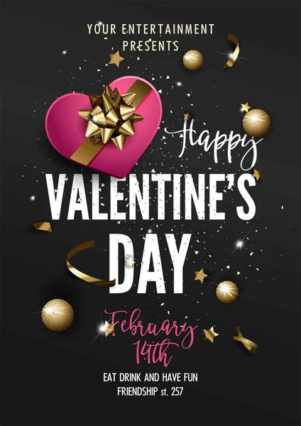 Valentines Day Party greeting card or Flyer template. — Stock Vector