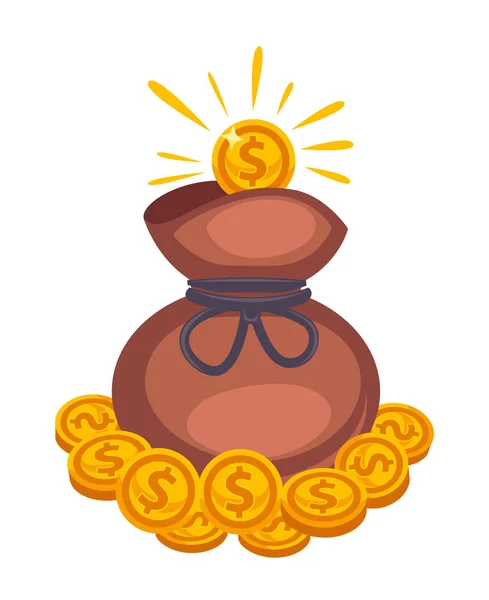 Money bag vector icon. Isolated on white — Stock Vector