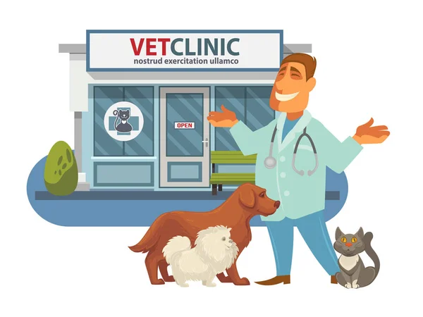 Diergeneeskunde ziekenhuis, kliniek of pet shop voor dieren. — Stockvector