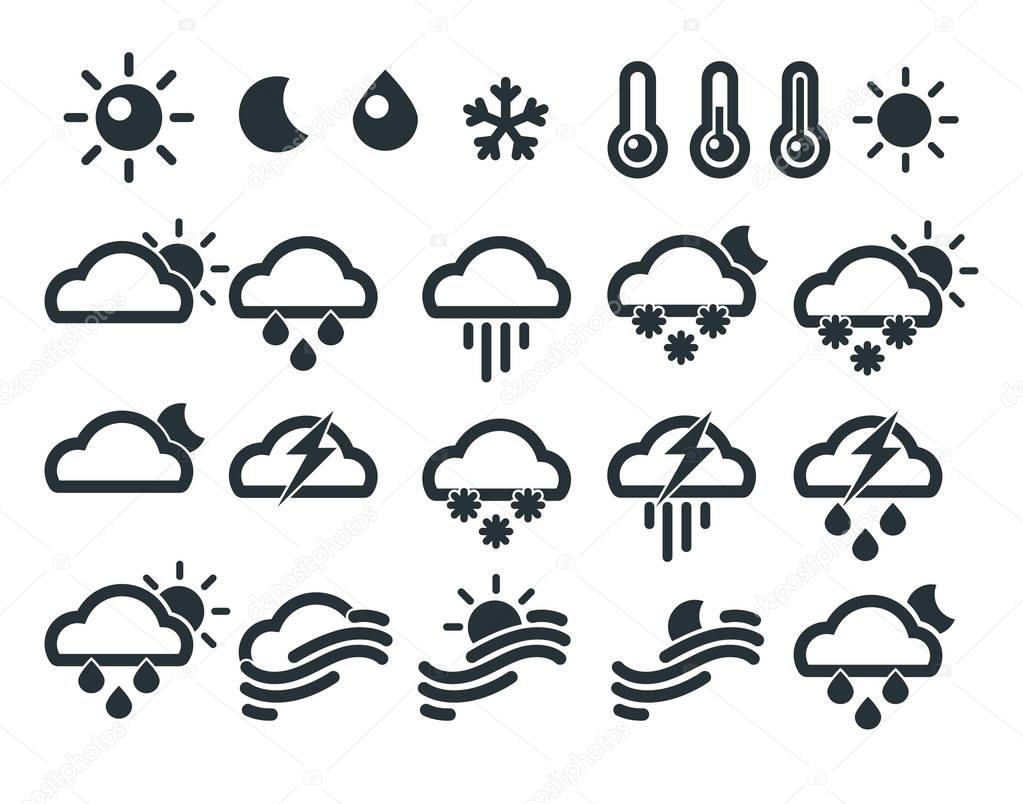 Set of weather widget icons