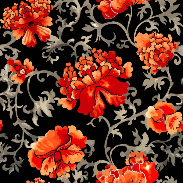 Patrón floral sin costuras — Vector de stock