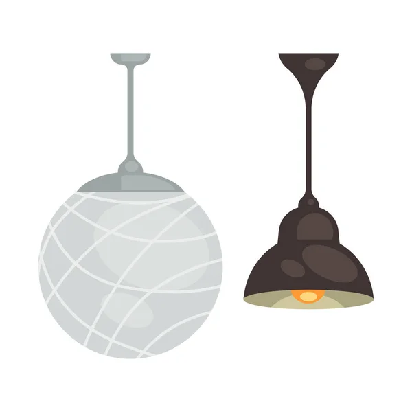 Het vastgestelde pictogram van de lamp — Stockvector