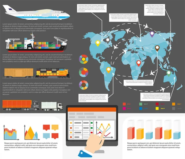 Cartaz de logística para entrega internacional de remessas —  Vetores de Stock