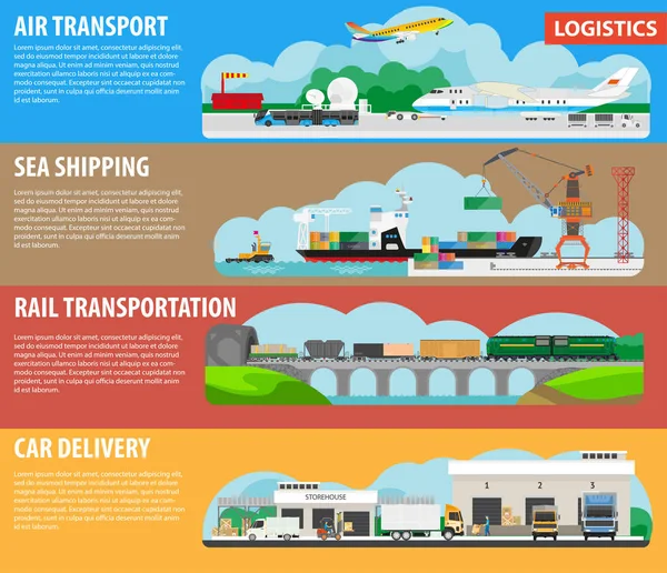 Affiches van logistiek voor verzending cargos typen — Stockvector