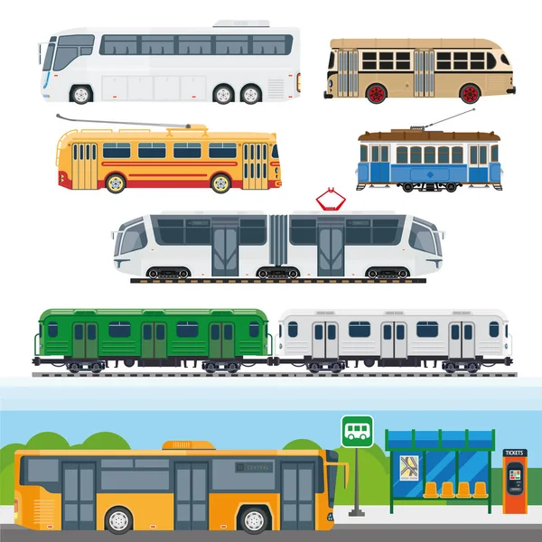 City means of transportation set — Stock Vector