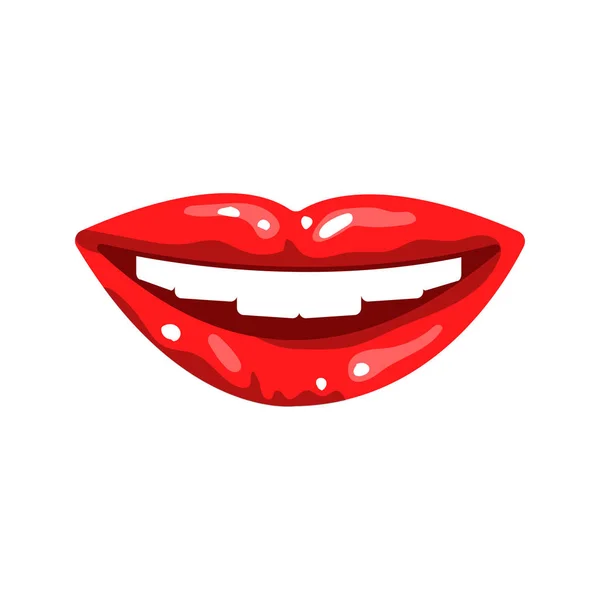 Labios sonrisa o beso rojo lápiz labial mujer — Vector de stock