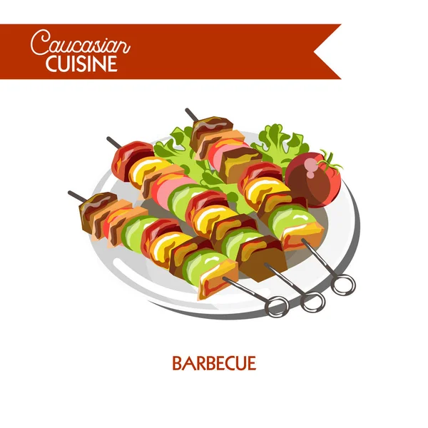 Carne de barbacoa shashlik — Vector de stock