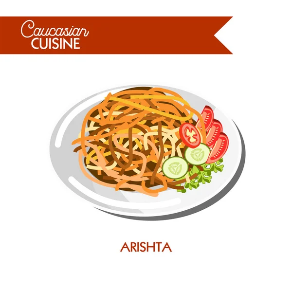 Arishta noodle Kaukasische keuken — Stockvector