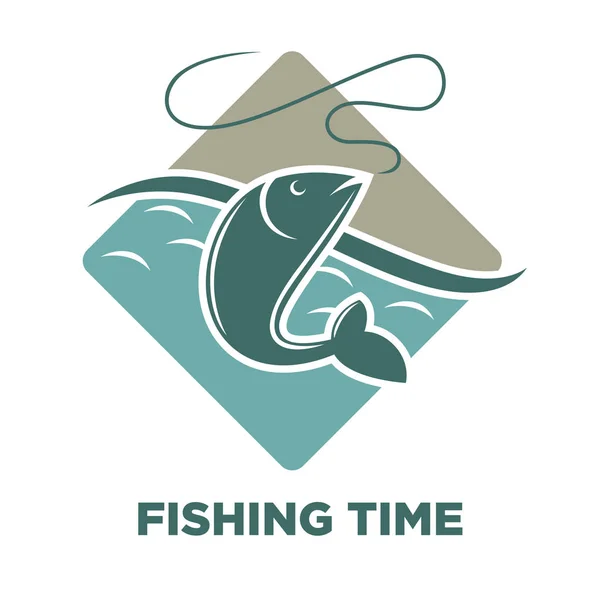 Reishing icon for fisherman club — стоковый вектор