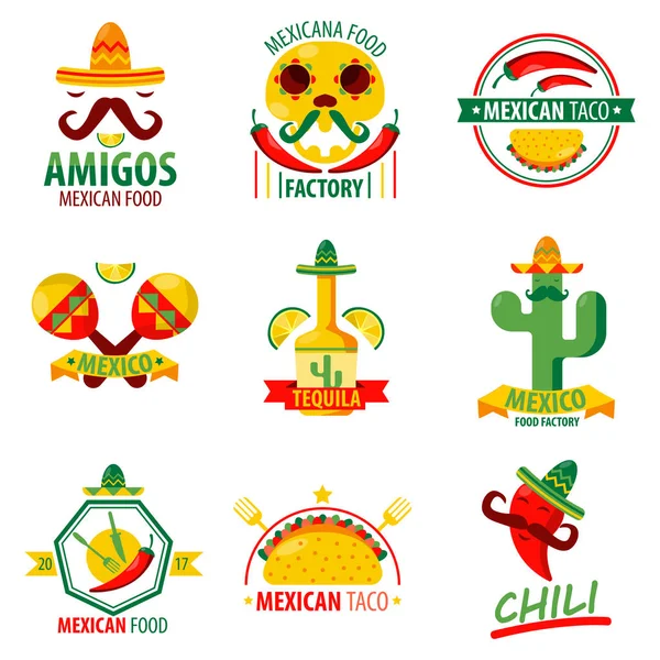 Mexicaans eten logo emblemen — Stockvector