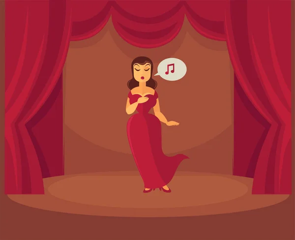 Theater or opera singer woman — Stock Vector