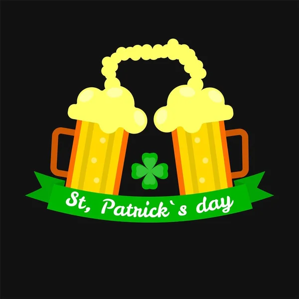 Canecas de cerveja Ale para o dia de Saint Patrick — Vetor de Stock