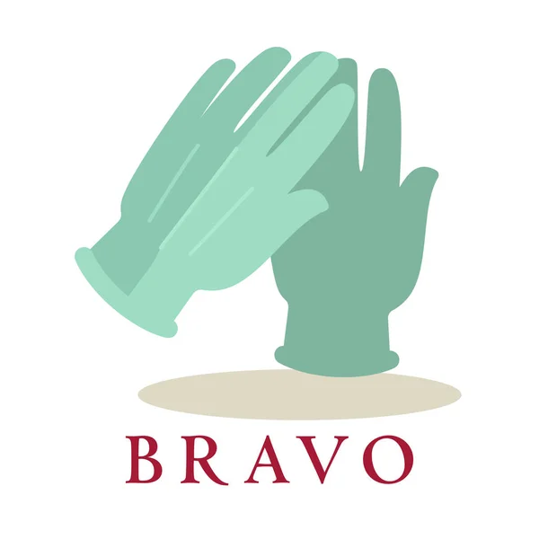 Bravo logo applauso guanti icona — Vettoriale Stock