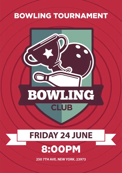 Affiche d'invitation avec logo du club de bowling — Image vectorielle
