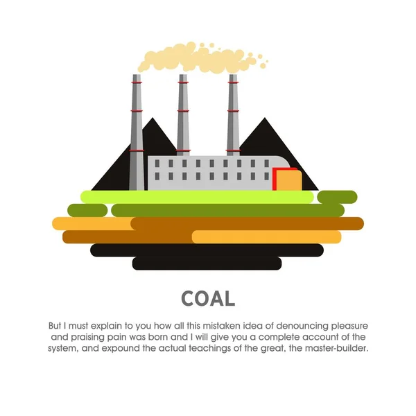 Central eléctrica de carbón planta de energía de combustibles fósiles — Vector de stock