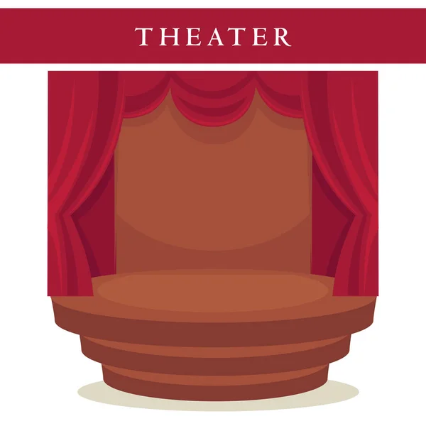 Escenario de teatro con cortinas rojas — Vector de stock