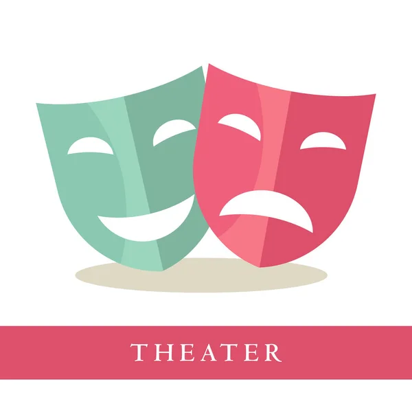 Theatre pink and blue masks icons — Stock Vector