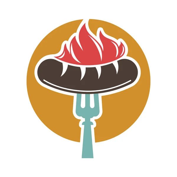 Grill lub grill ikona kiełbasa — Wektor stockowy