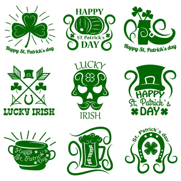 Saint Patrick logos set — Stock Vector