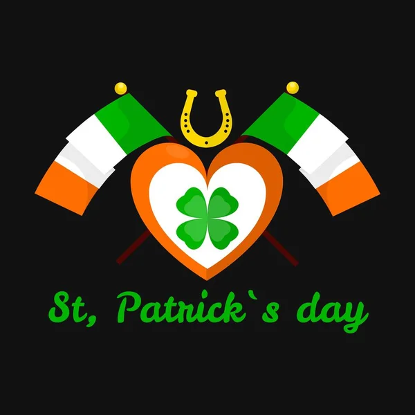 Lucky trèfle et fer à cheval icône Saint Patrick jour — Image vectorielle