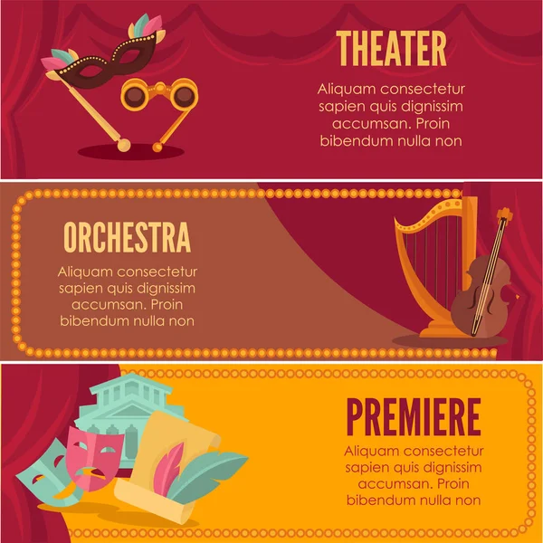 Theater of orkest premiere banners — Stockvector