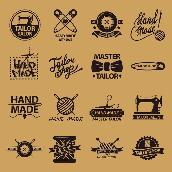 Aantal logo's voor handgemaakte winkels. — Stockvector