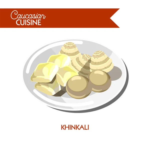 Khinkali ícone da cozinha georgiana caucasiana — Vetor de Stock
