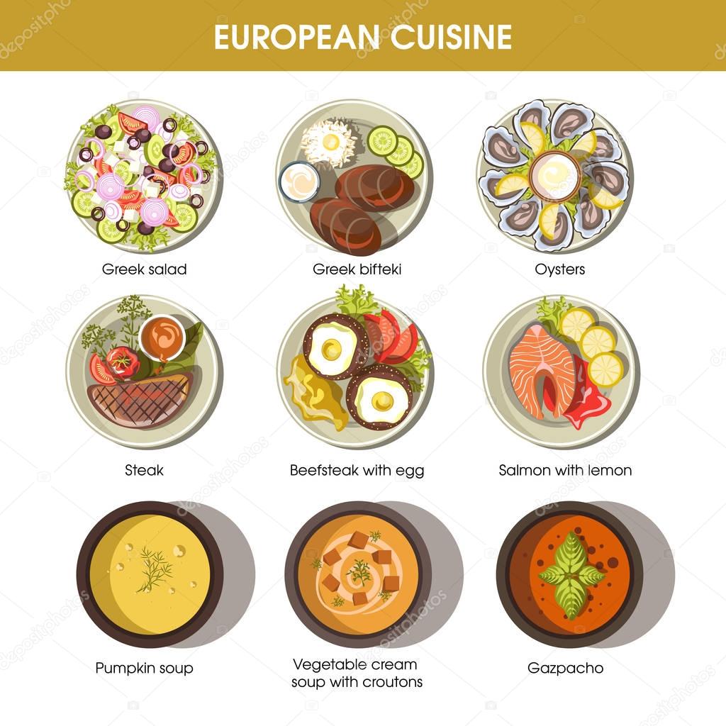 European cuisine food dishes