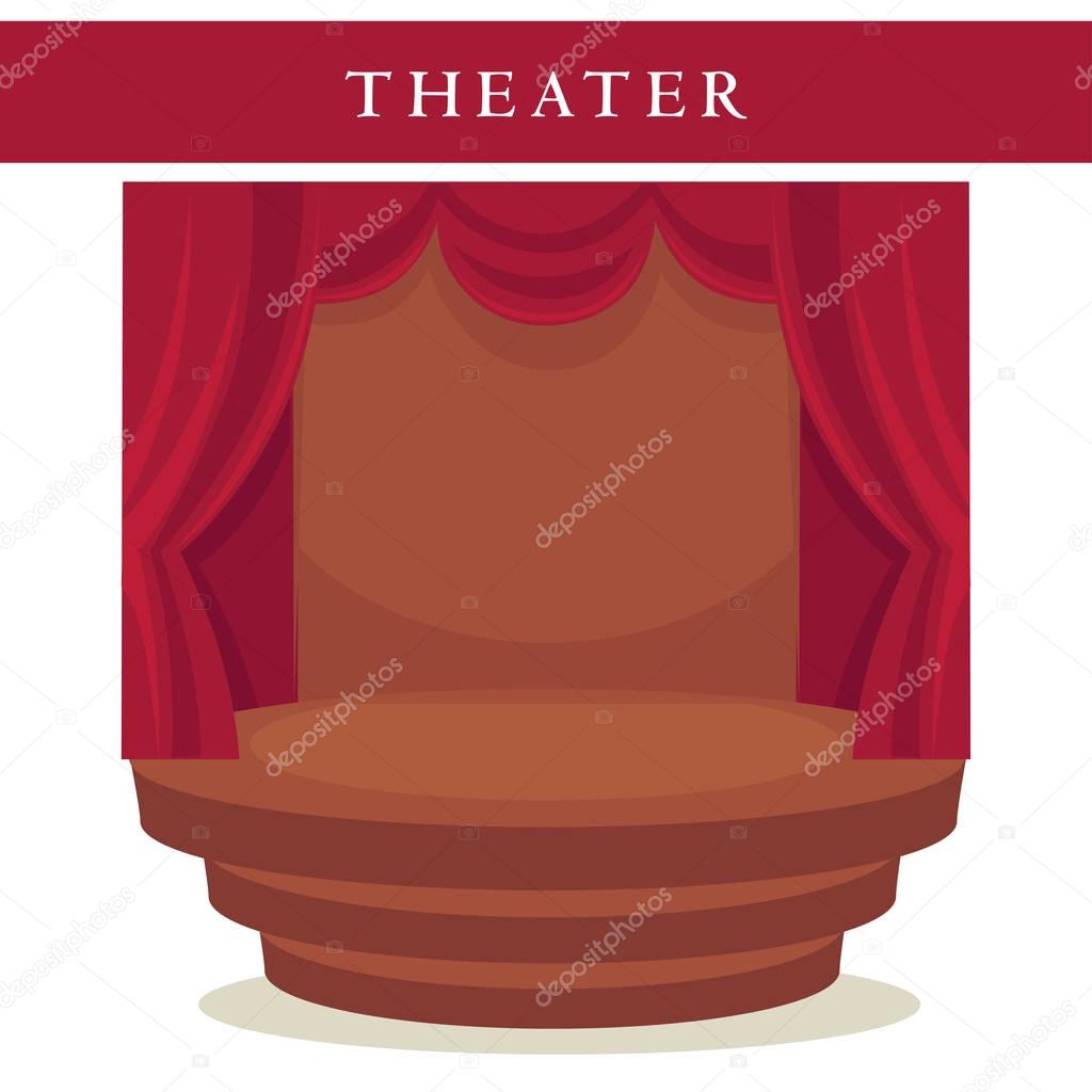 Theatre stage with red curtains 
