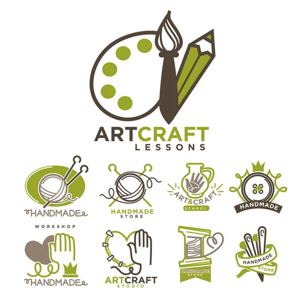 Konst och handgjorda hantverk logotyp mallar platta. — Stock vektor