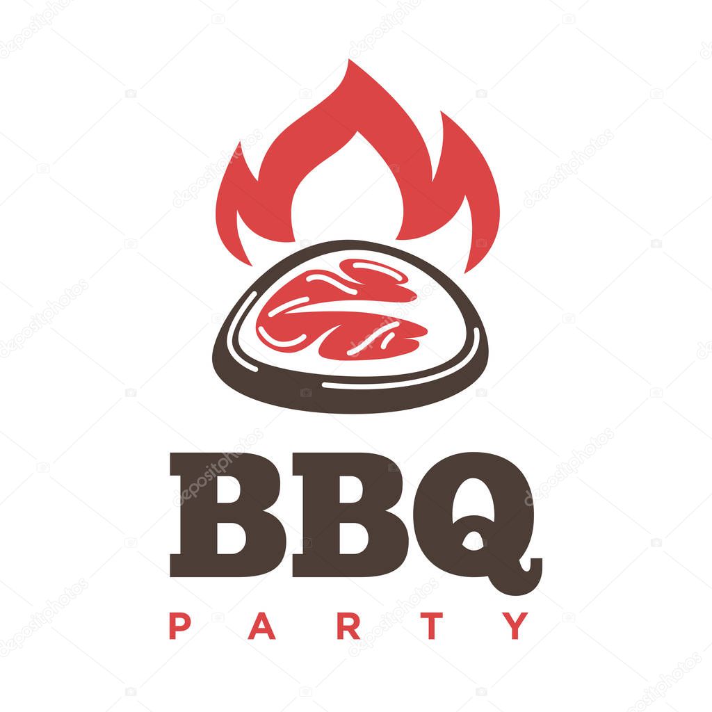 Barbecue or grill party vector icon of bbq for restaurant menu or weekend outdoor lunch or picnic