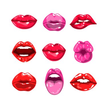 Female glossy colored lips set