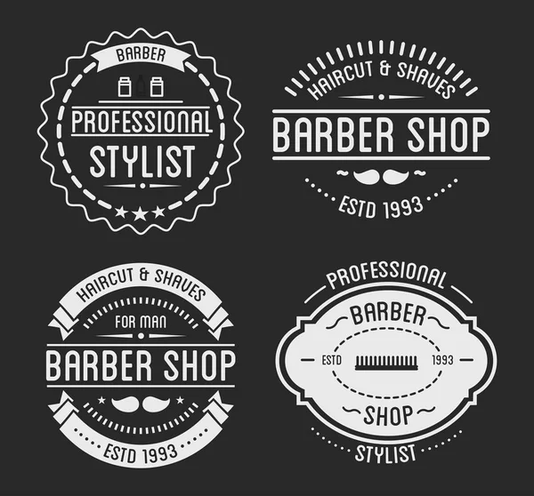 Logotipos e crachás de barbearia — Vetor de Stock