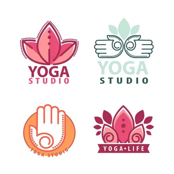 Ensemble de monogrammes et logos de yoga — Image vectorielle