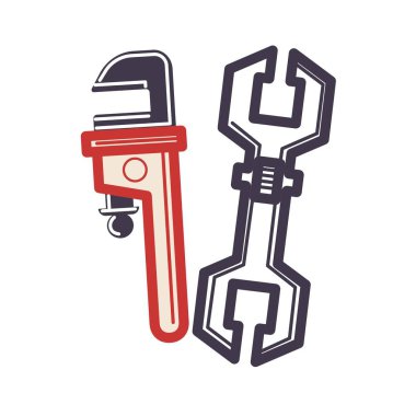 Two adjustable wrenches icons clipart