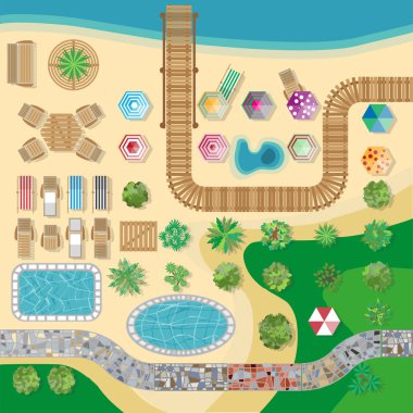 Hotel resort simgeler şablonu