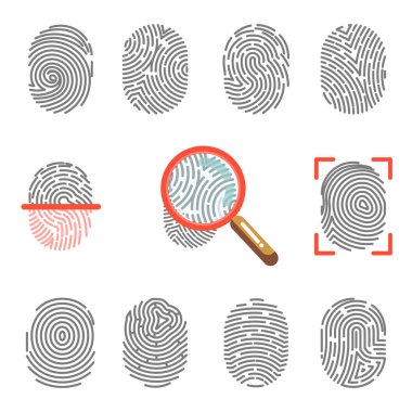 Fingerprints security icons clipart
