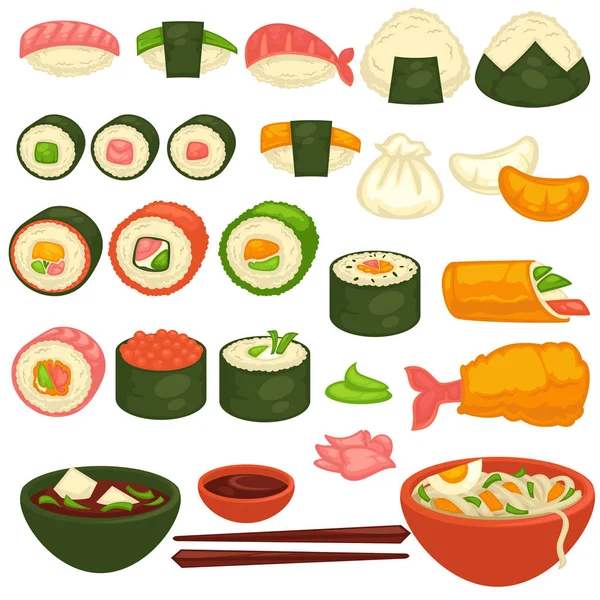 Sushi-Rollen-Set — Stockvektor