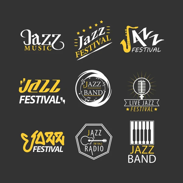 Conjunto de logos Festival de Jazz — Archivo Imágenes Vectoriales