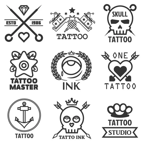 Tatuaggio studio icone set — Vettoriale Stock