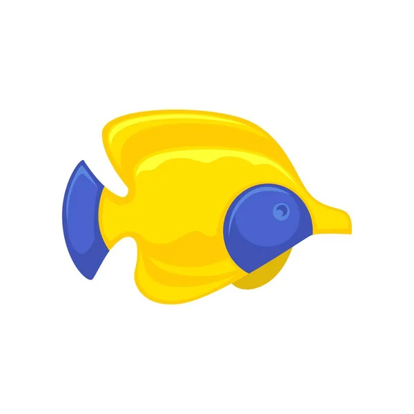 黄色蓝色小鱼的图标 — 图库矢量图片