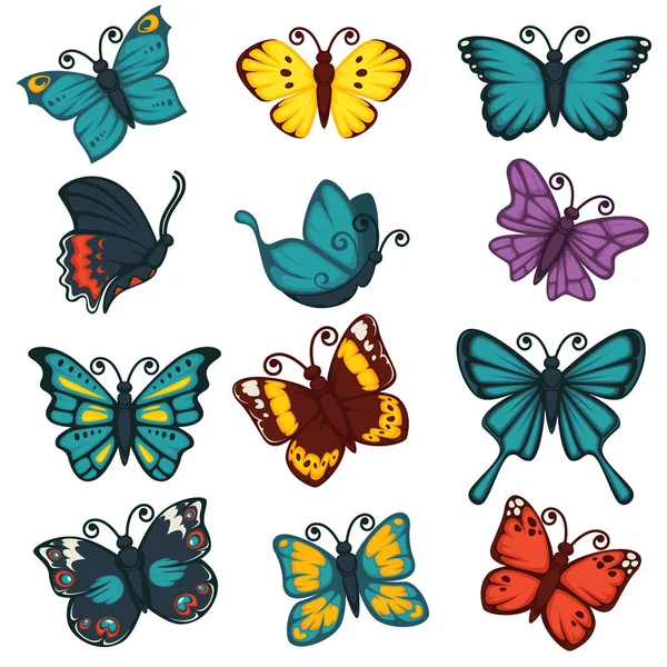 Conjunto de iconos de mariposas — Vector de stock