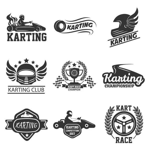 Set logo del club di karting — Vettoriale Stock