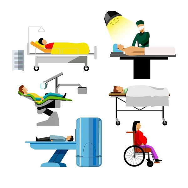 Conjunto de iconos de pacientes hospitalarios — Vector de stock