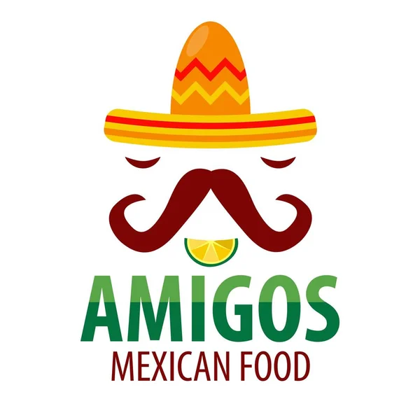 Logo restoran makanan Meksiko - Stok Vektor