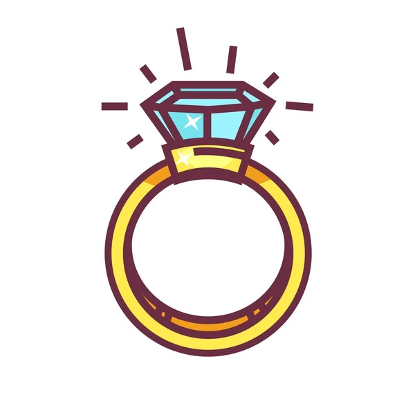 Anillo de lujo con gran gema azul — Vector de stock