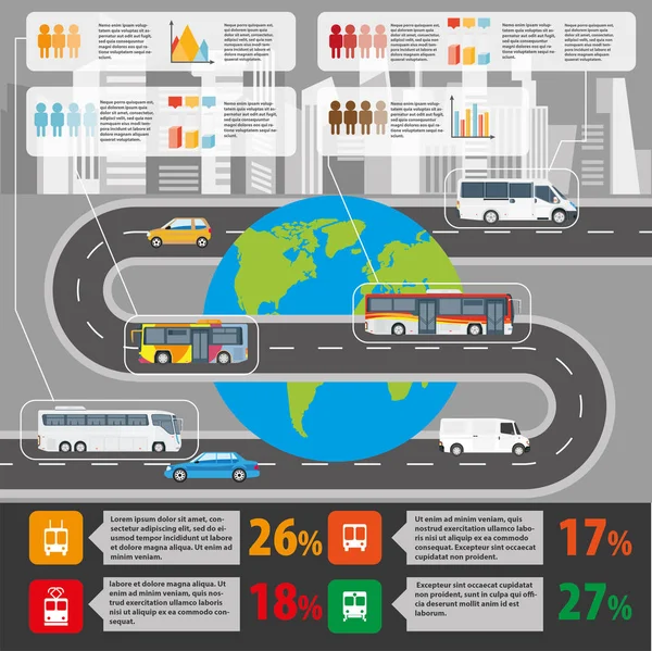 Estatísticas dos transportes públicos banner — Vetor de Stock