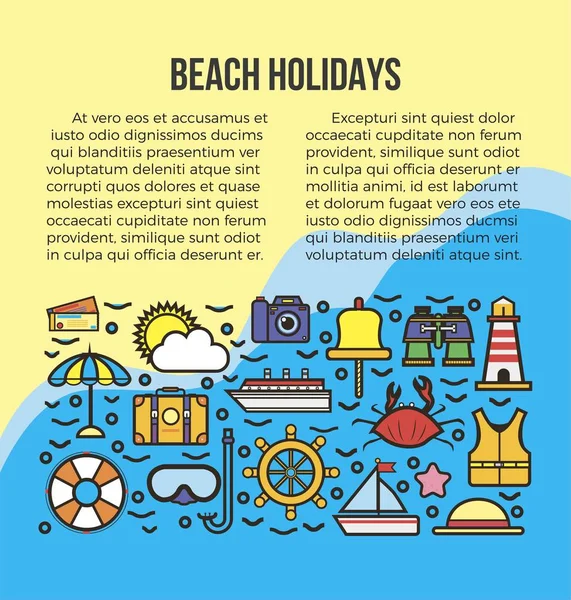 Plaj yaz tatil afiş — Stok Vektör
