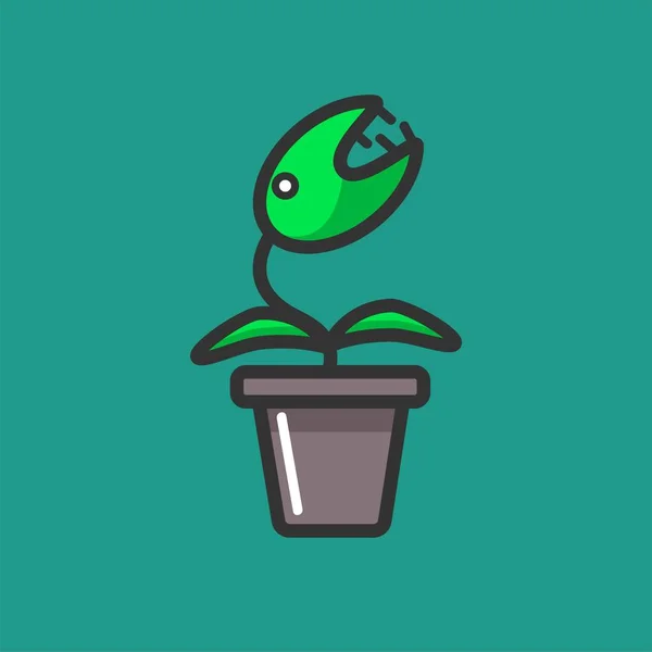 Venus Flytrap planta en maceta — Vector de stock