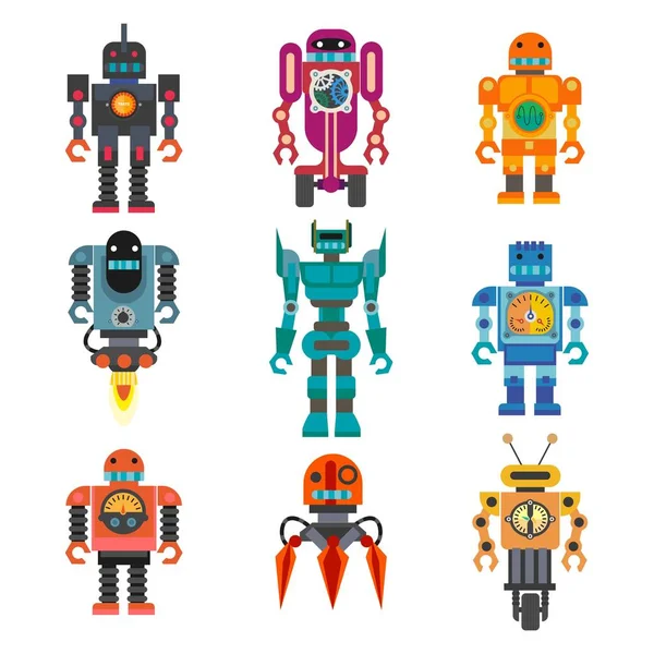 Juego de robots y transformadores — Vector de stock